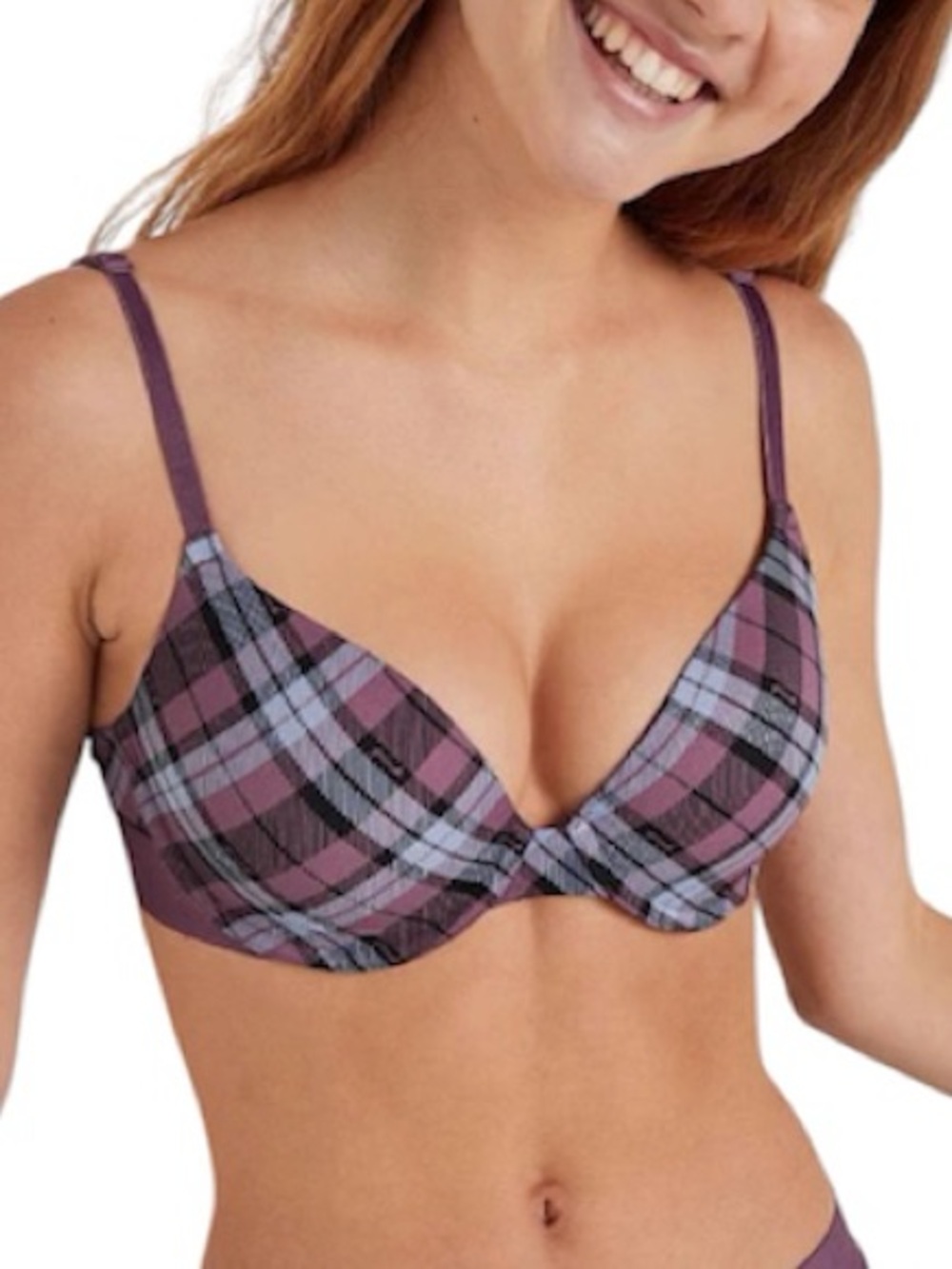 PINK Wear Everywhere T-Shirt Plaid Lightly Lined Bra